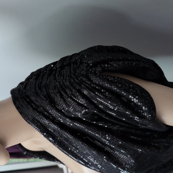 EVA FRANCO Sequin Bolero w/ ruching on shoulders & sleeves.Black. Size 4 GLAMOUR - Picture 5 of 11